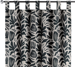 Zasłona na szelkach 1 szt., roślinny grafitowy motyw