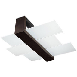 Sollux Plafon LAMPA sufitowa SL.0074 szklana OPRAWA drewno