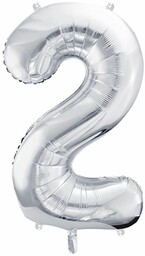 Balon foliowy metalizowany Cyfra ''2'' w kolorze srebrnym
