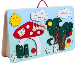 Tablica Sensoryczna Manipulacyjna Montessori XXL Dwustronna Wisząca Imię