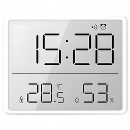 Wielofunkcyjny Cyfrowy Budzik Termometr Higrometr LCD Magnetyczny Biały