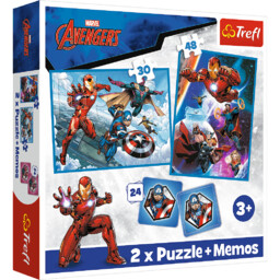 Zestaw 2xPuzzle + Gra Memos Avengers w akcji