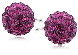 Kolczyki kulki kryształki fuksja Swarovski 10mm shamballa discoball