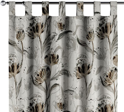 Zasłona na szelkach 1 szt., kwiaty na jasnoszarym