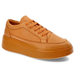 Venezia Pomarańczowe Sneakersy Stylowe Obuwie Damskie