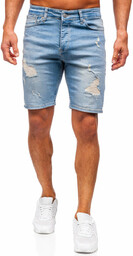 Niebieskie krótkie spodenki jeansowe męskie Denley 0464