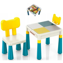 Stolik Konstrukcyjny 2w1 z Krzesełkiem - do Klocków