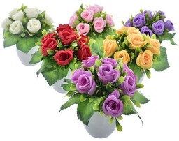 RÓŻYCZKI W DONICY KOMPOZYCJA KWIATOWA 15 CM
