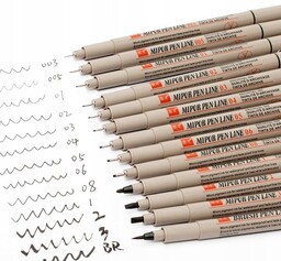 ZESTAW do rysowania szkicowania kreślenia MARKERY igłowe 12