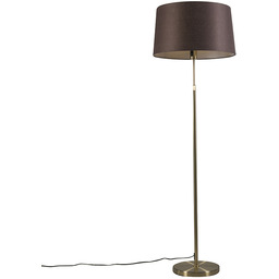 Lampa stojąca złota/mosiądz z brązowym kloszem 45 cm