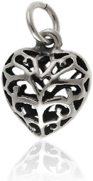 Elegancki oksydowany srebrny wisior wisiorek ażurowe serce serduszko