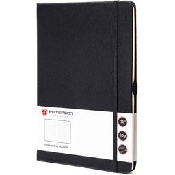 Czarny notes w formacie A5 zadrukowany w linie