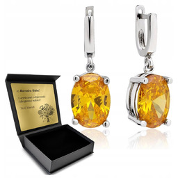 Kolczyki Srebrne 925 Cytryn Piękna Biżuteria Dla Kobiety