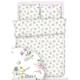 Pościel bawełniana 140x200 Bawełna Max biała kolorowe kwiatki