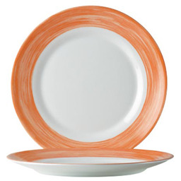 Talerze płytkie deserowe wytrzymałe pomarańczowe pędzel śr. 195mm