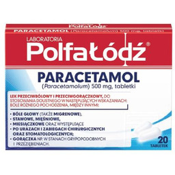 Paracetamol Polfa-Łódź 500 mg, 20 tabletek