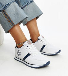 Biało-granatowe sneakersy damskie CROSS JEANS-36
