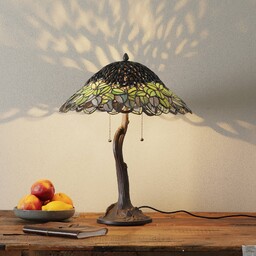 Clayre&Eef Lampa stołowa tiffany JAMAICA, zielony, salon /