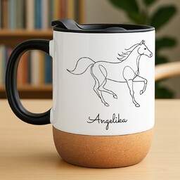 Kubek ceramiczny biały z przykrywką dla niej