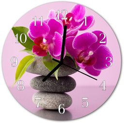 Zegar szklany okrągły Storczyk