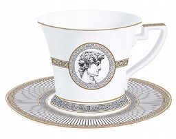 Filiżanka 350ml spodek motyw Versace włoska biała