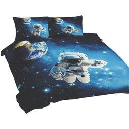 Pościel bawełniana 160x200 Kosmos czarna niebieska Universal Matex