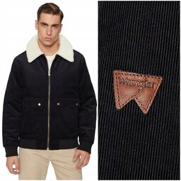 Wrangler CORDUROY AVIATOR Black sztruksowa ocieplana kurtka pilotka