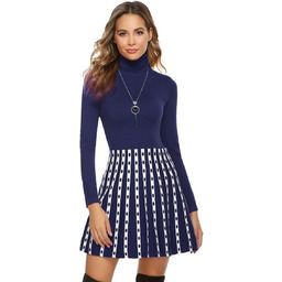 Irevial Sukienka z dzianiny, damska sukienka zimowa, golf,