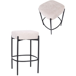 Kwadratowy hoker do kuchni z podnóżkiem Dolly, beż