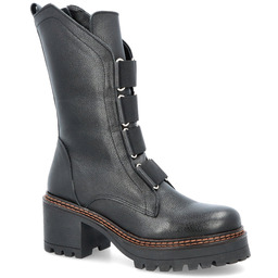 Wysokie workery ze skóry - TYMOTEO 2163/1 CZARNE