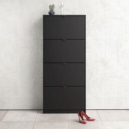 Szafka na buty czterodrzwiowa czarna mat 70 cm