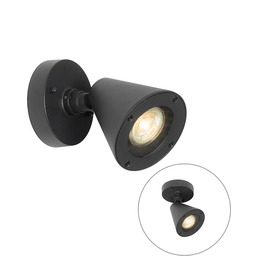 Nowoczesna lampa ścienna zewnętrzna czarna IP44 regulowana -