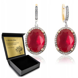 Kolczyki Srebrne 925 Z Cyrkoniami I Rubinem Biżuteria