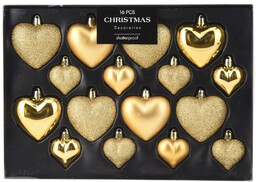 Bombki choinkowe nietłukące serduszka złote 6,5/4,5 cm 16