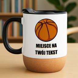 Kubek ceramiczny biały z przykrywką dla chłopaka koszykarza