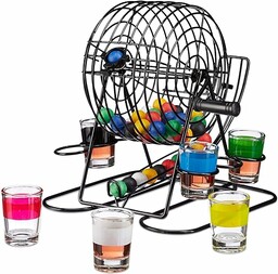 Relaxdays Uniseks bingo dla dorosłych i uchwyt, szklanki
