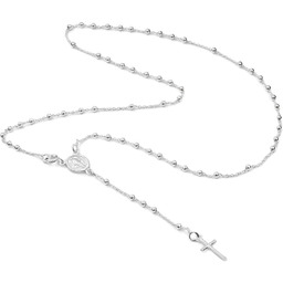 Srebrny naszyjnik różaniec z medalikiem i krzyżykiem pr925