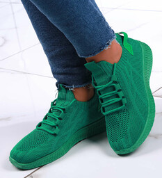 Wsuwane damskie buty sportowe neonowa zieleń