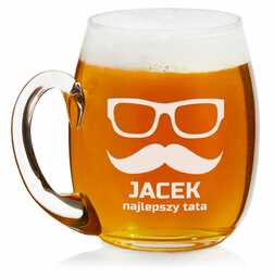 Kufel szklany do piwa z grawerem dla taty