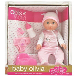 Dolls World, Lalka bobas Baby Olivia pijąca, sikająca