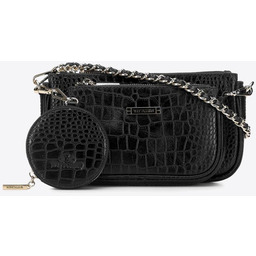 Damska torebka ze skóry o fakturze croco podwójna