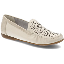 Rieker Beżowe Półbuty Eleganckie Obuwie Damskie Ze Skóry