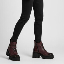 Armodo Bordowe Botki Stylowe Ocieplane Obuwie Damskie