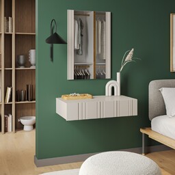 Toaletka z lustrem wisząca beżowa mat 70 cm