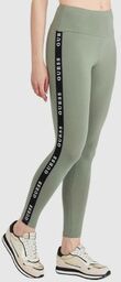 GUESS Zielone legginsy damskie z lampasami, Rozmiar XS