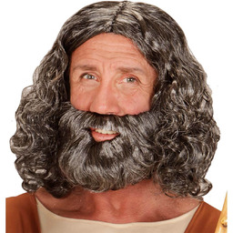 Peruka z brodą brązowa - 1 szt.