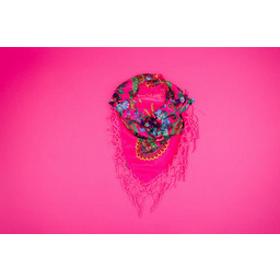 Chusta ludowa mała 70x70 cm - amarantowa Wzór