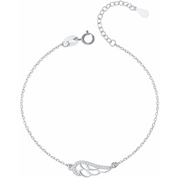 Rodowana srebrna bransoletka szczęścia gwiazd celebrytka skrzydło anioła