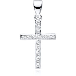 Rodowany srebrny krzyżyk krzyż cyrkonia cyrkonie srebro 925