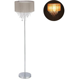 Relaxdays Lampa stojąca kryształ, abażur z organzy, okrągła